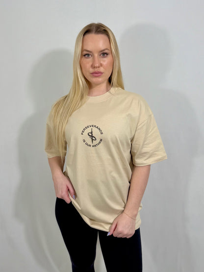 PERSEVERE 'PREMIUM' OVERSIZED TEE IN CREAM