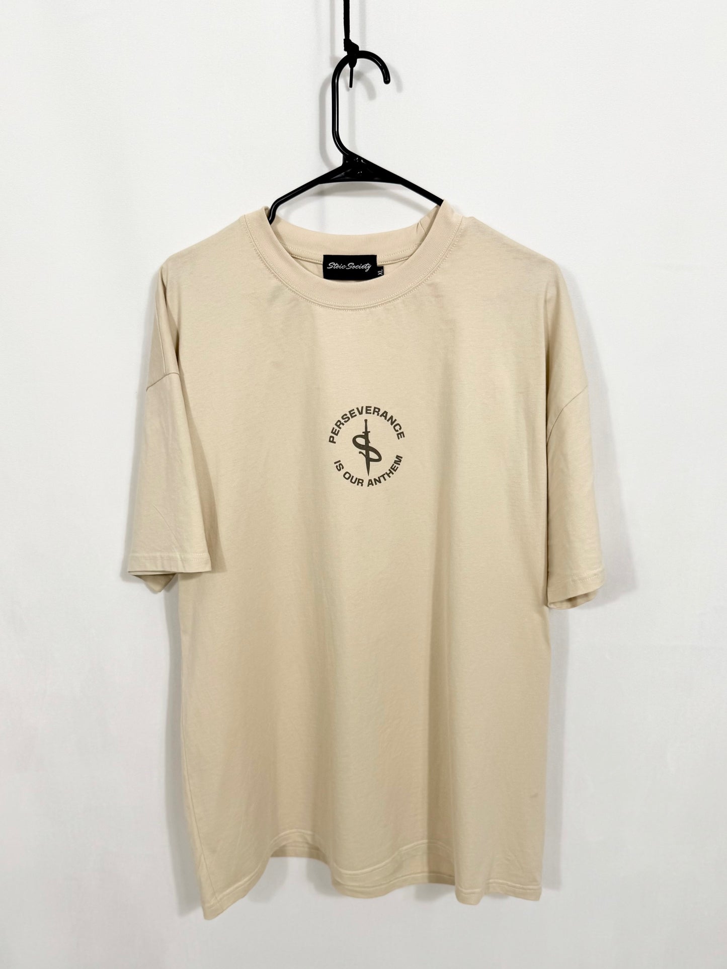 PERSEVERE 'PREMIUM' OVERSIZED TEE IN CREAM